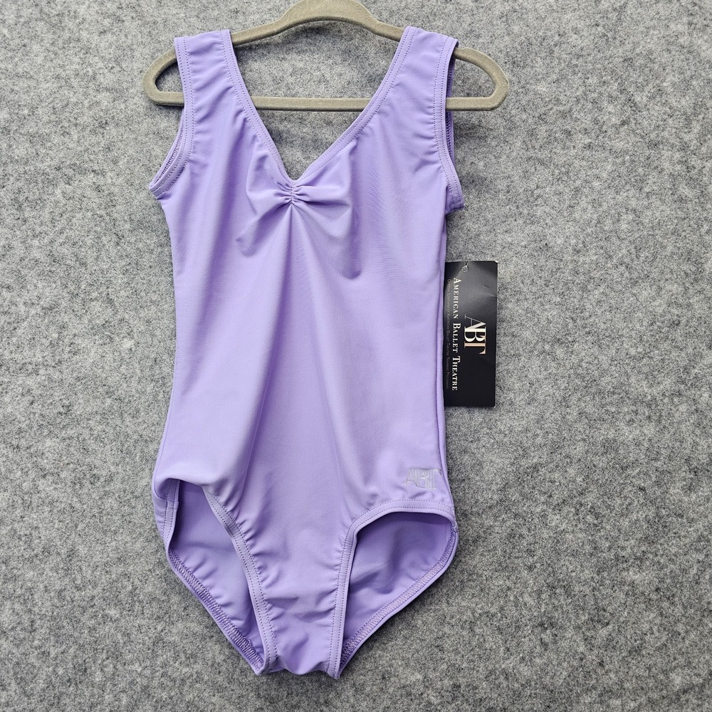 Dance Leotard Bodysuit Girls M Lavender 1ST POSITION Ballet Ruched ABT02 6 8 NEW